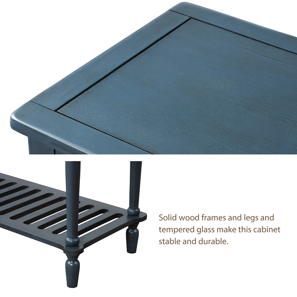 TREXM 42'' Console Table with 2 Storage Drawers, 2 Cabinets, and Bottom Shelf, for Entrance, Hallway, Dining Room, Kitchen - Navy