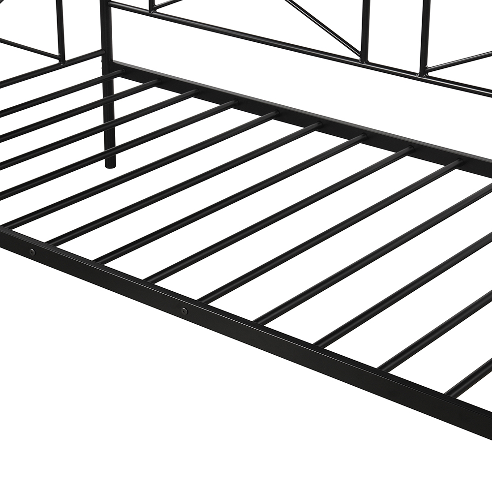 Twin Size Metal Sofa Bed Frame with Steel Slats for Living Room, Bedroom, Office, Apartment (Frame Only) - Black