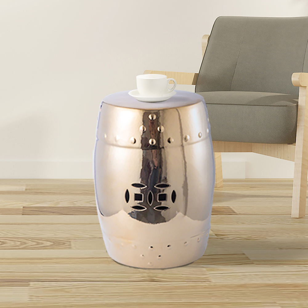 Outdoor Multifunctional Ceramic Stool for Garden, Terrace, Deck, Backyard - Gold