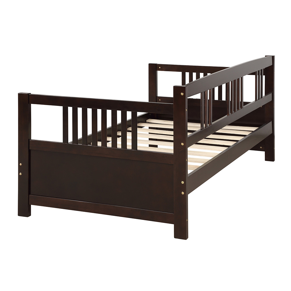78" Twin Size Wooden Daybed with High Legs and Wooden Slats Support, No Need for Spring Box, for Living Room, Bedroom, Office, Apartment - Espresso