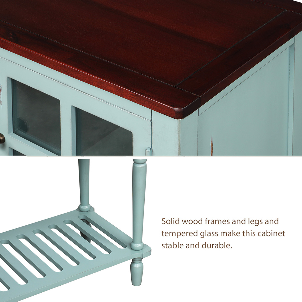 TREXM 42'' Console Table with 2 Storage Drawers, 2 Cabinets, and Bottom Shelf, for Entrance, Hallway, Dining Room, Kitchen - Blue