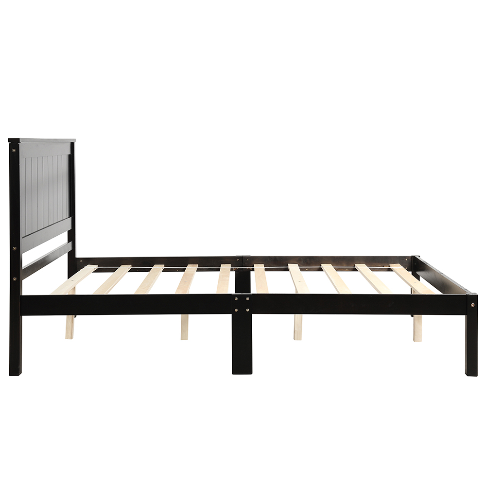 Full Size Wooden Platform Bed Frame with Headboard, and Wooden Slats Support, No Spring Box Required (Frame Only) - Espresso