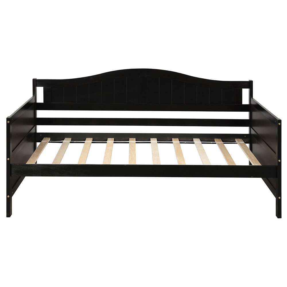 TwinSize Wooden Platform Daybed Frame with Trundle Bed Espresso