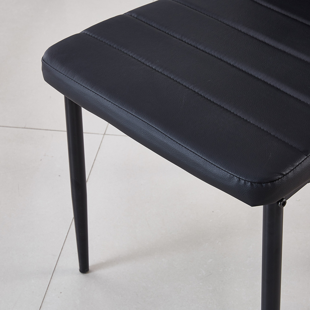 Modern Style Leather Dining Chair Set of 4, with Iron Tube Legs and High Backrest, for Kitchen, Living Room, Cafe, Reception Room - Black