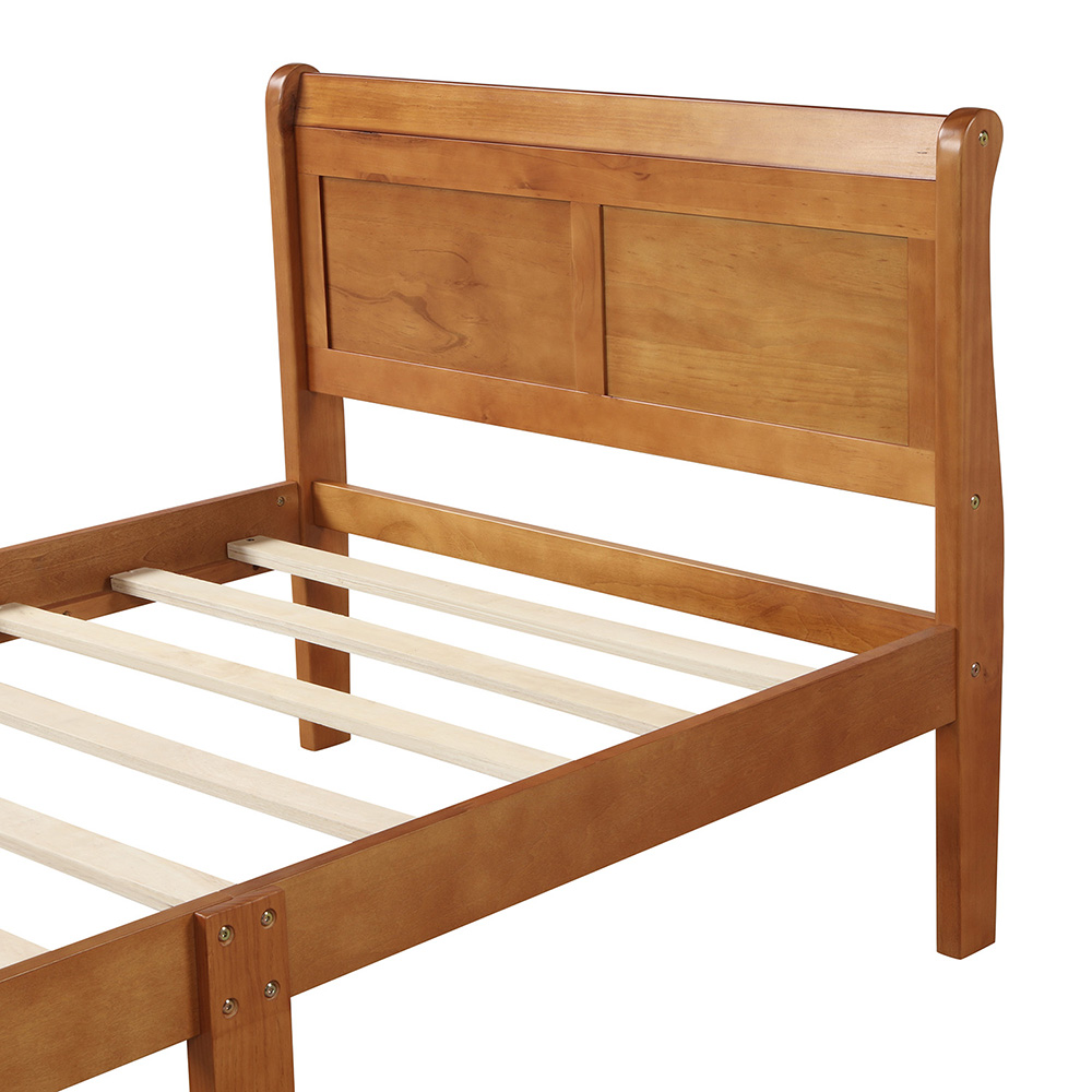 Twin-Size Wooden Platform Bed Frame with Headboard, Footboard, and Wooden Slats Support - Espresso