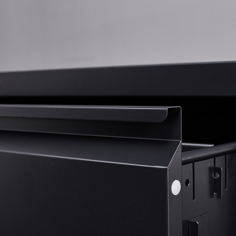 Home Office Lateral Metal Lockable File Cabinet with 4 Storage Drawers, for A4, Letter-Sized and Legal-Sized Hanging Documents - Black