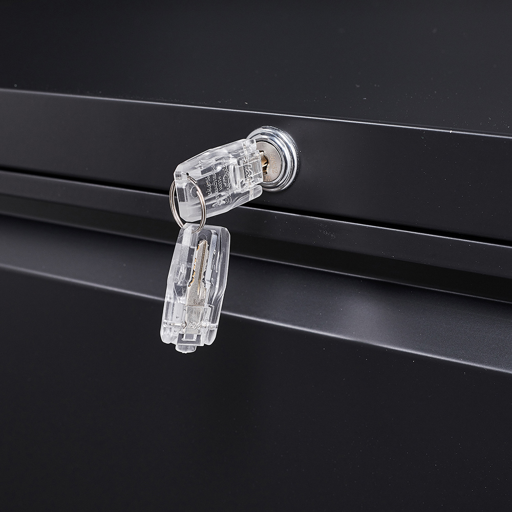 Seitlicher abschließbarer Aktenschrank aus Metall mit 3 Schubladen schwarz