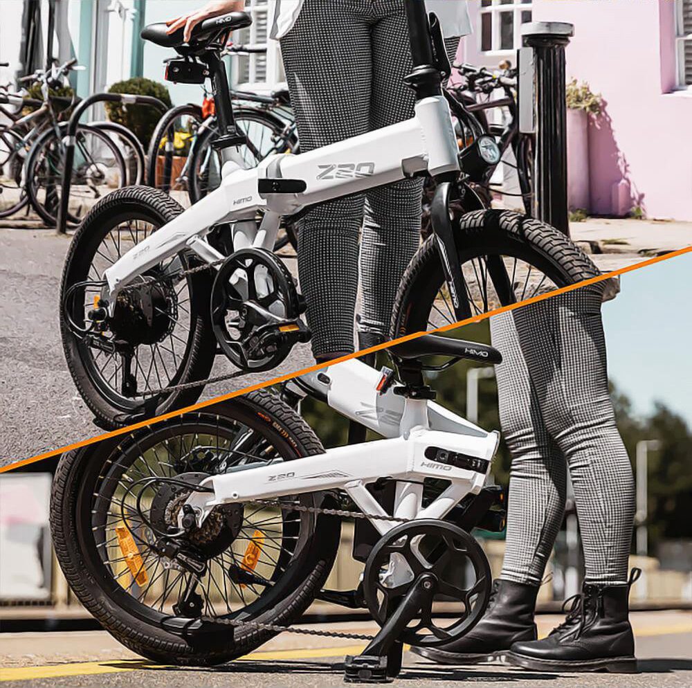 HIMO Z20 hopfällbar elcykel 20 tums däck 250W DC-motor Upp till 80 km Räckvidd 10Ah Avtagbart batteri Shimano 6-växlad växellåda Smart Display Dual Skivbroms Europe Version - Grå