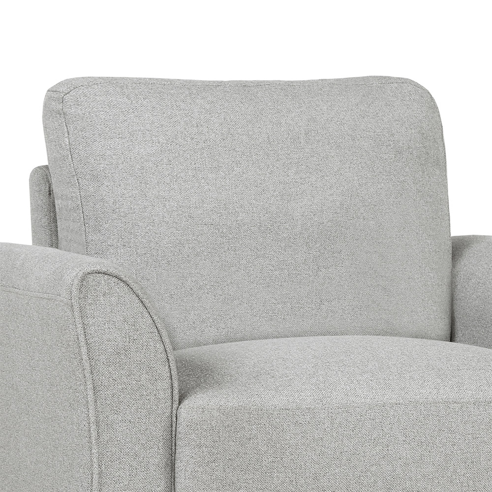 1-Seat Linen Fabric Upholstered Sofa with Armrest and Backrest, for Living Room, Bedroom, Office, Apartment - Light Gray