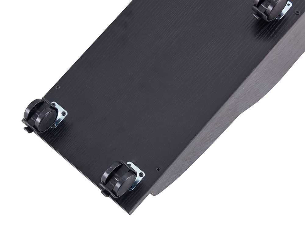 Home Office D&N Solid Wood Computer Desk with 2 Storage Drawers and CPU Tray - Black