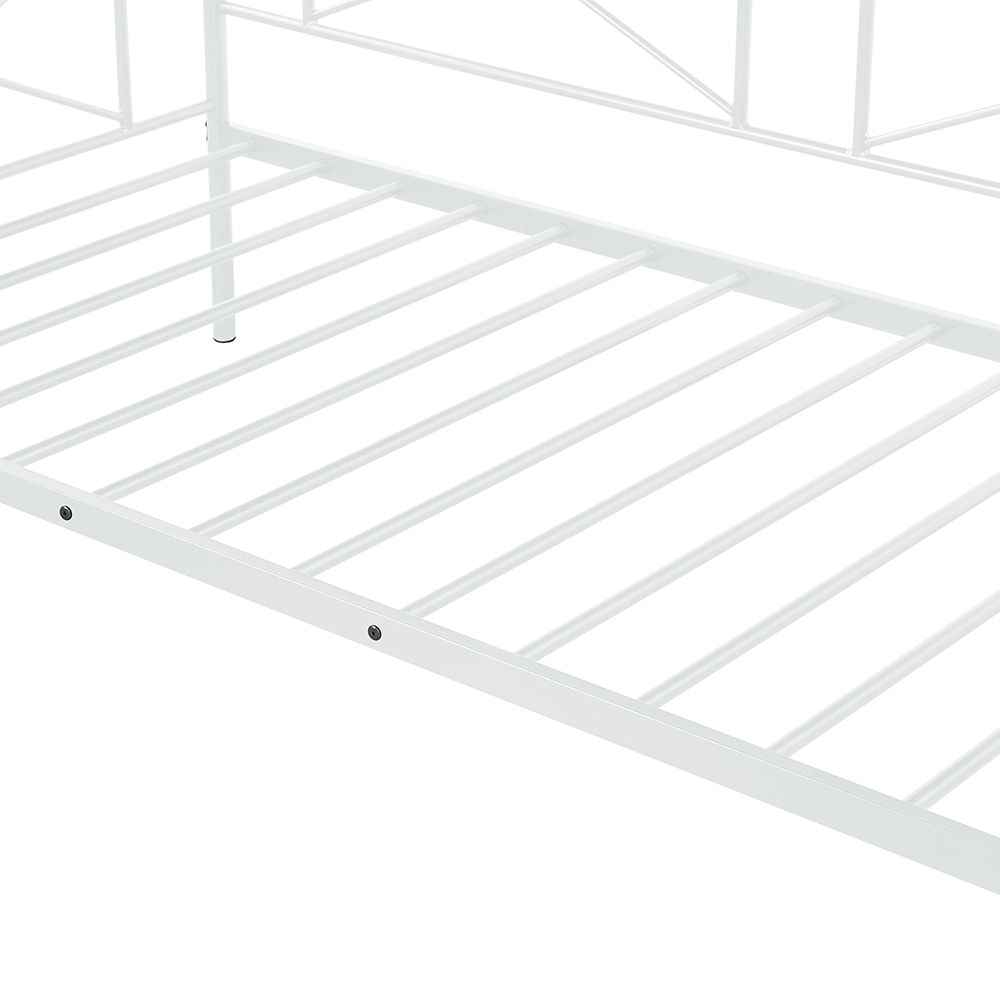 Twin Size Metal Sofa Bed Frame with Steel Slats for Living Room, Bedroom, Office, Apartment (Frame Only) - White