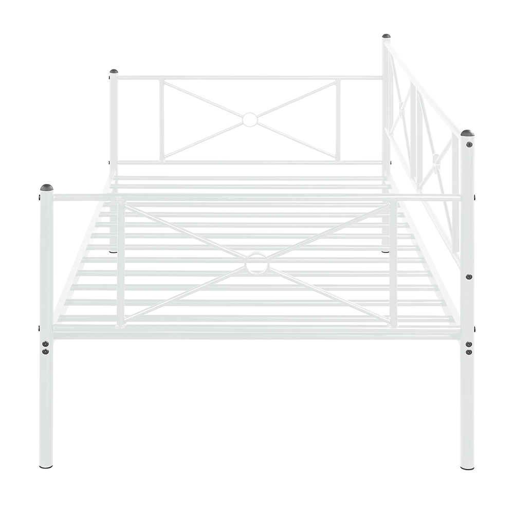 Twin Size Metal Sofa Bed Frame with Steel Slats for Living Room, Bedroom, Office, Apartment (Frame Only) - White