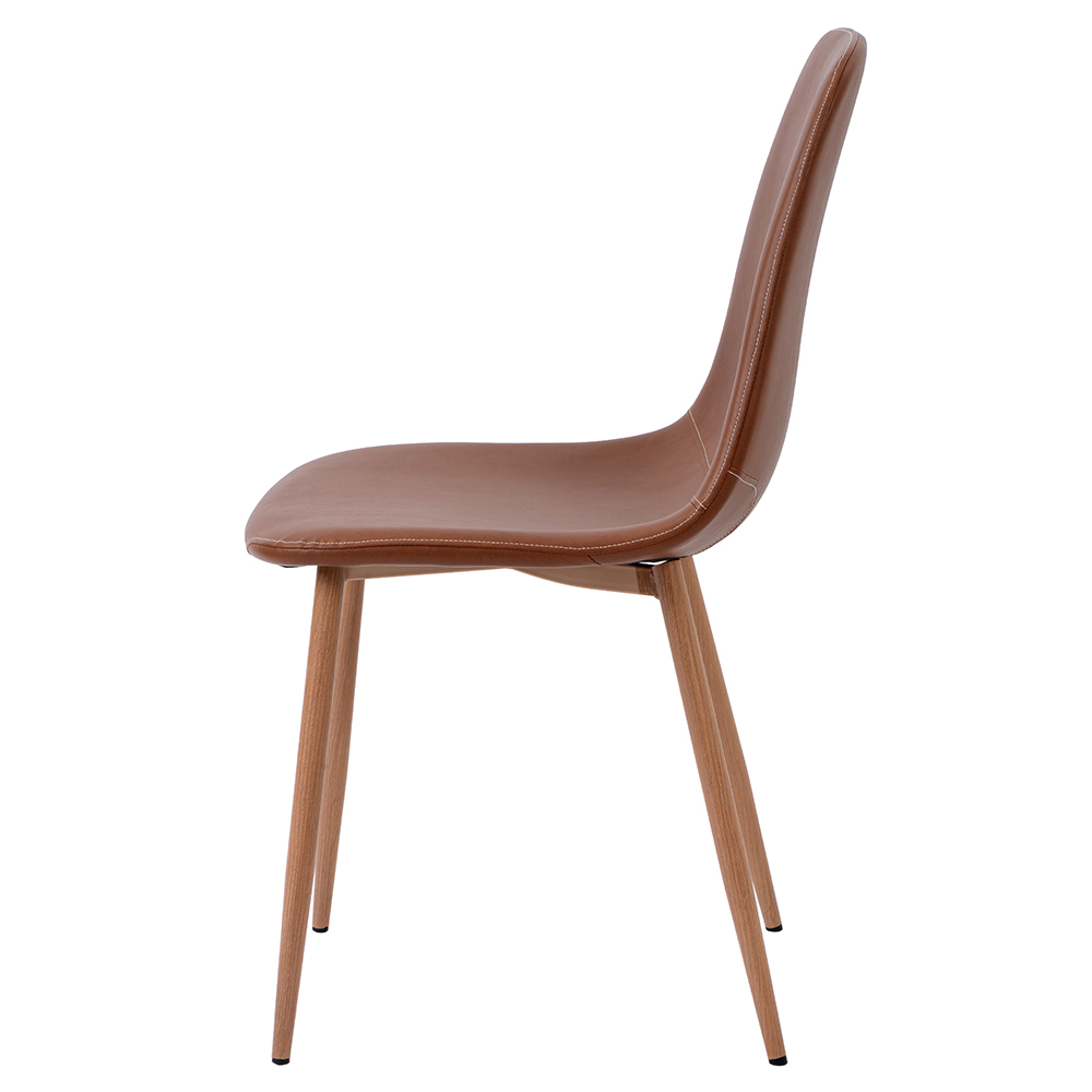 PU Leather Dining Chair Set of 4, with Backrest and Metal Feet, for Kitchen, Living Room, Bedroom, Office, Cafe - Dark Yellow