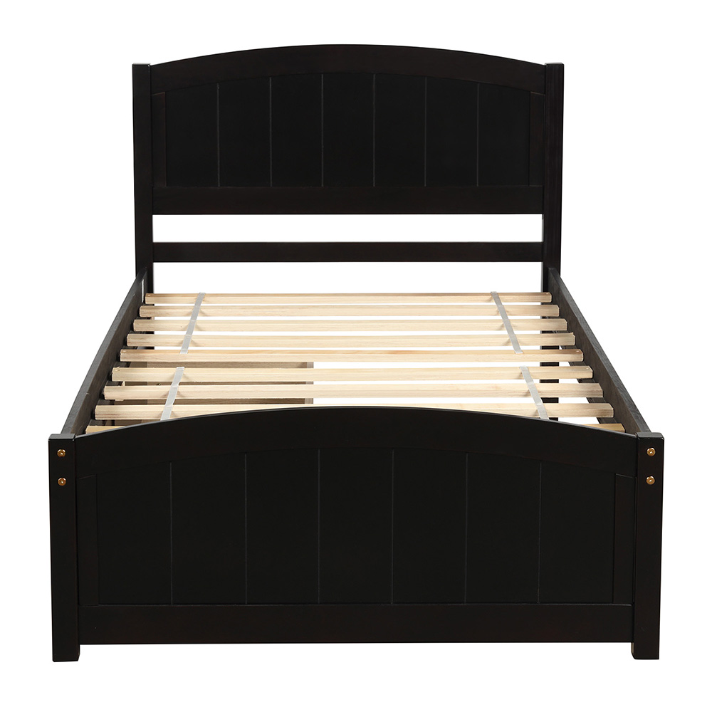 Twin Size Wooden Platform Bed Frame with 2 Storage Drawers, and Wooden Slats Support, No Spring Box Required (Frame Only) - Espresso