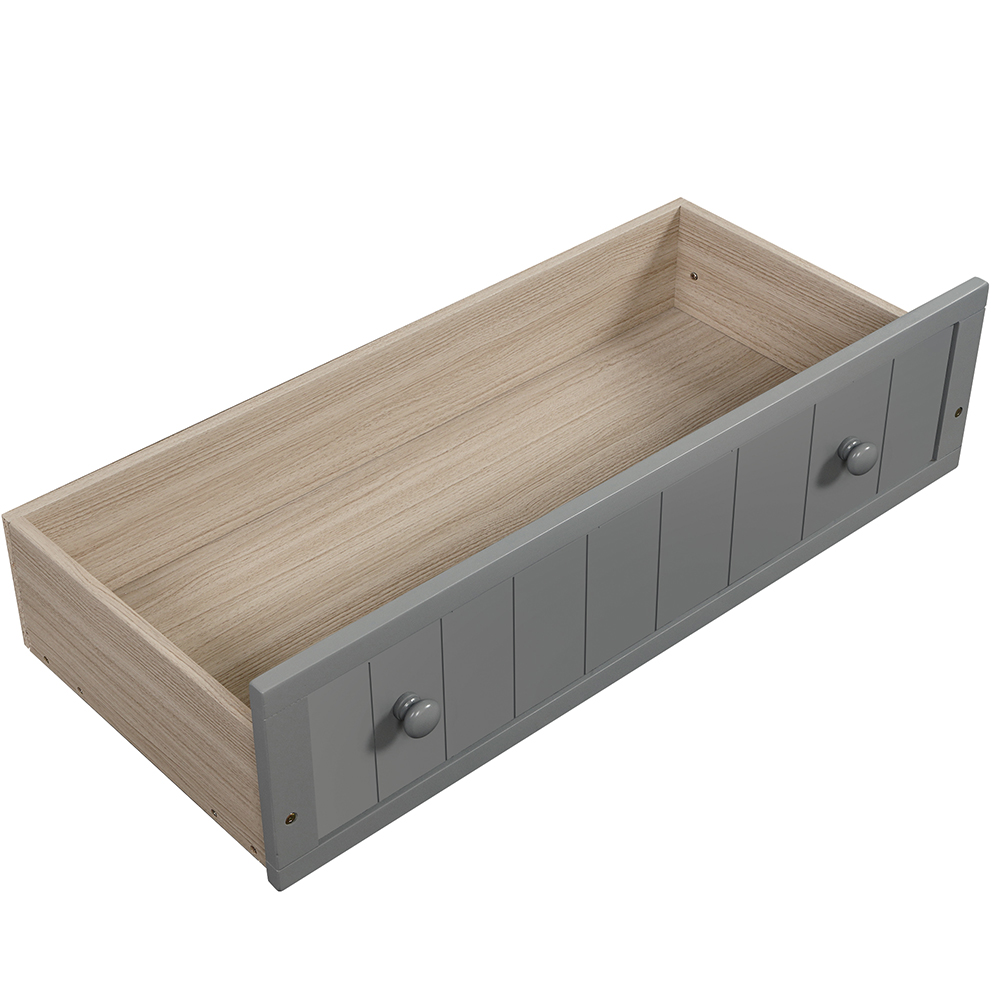 Twin-Size Wooden Platform Daybed Frame with 2 Storage Drawers and Wooden Slats Support - Gray