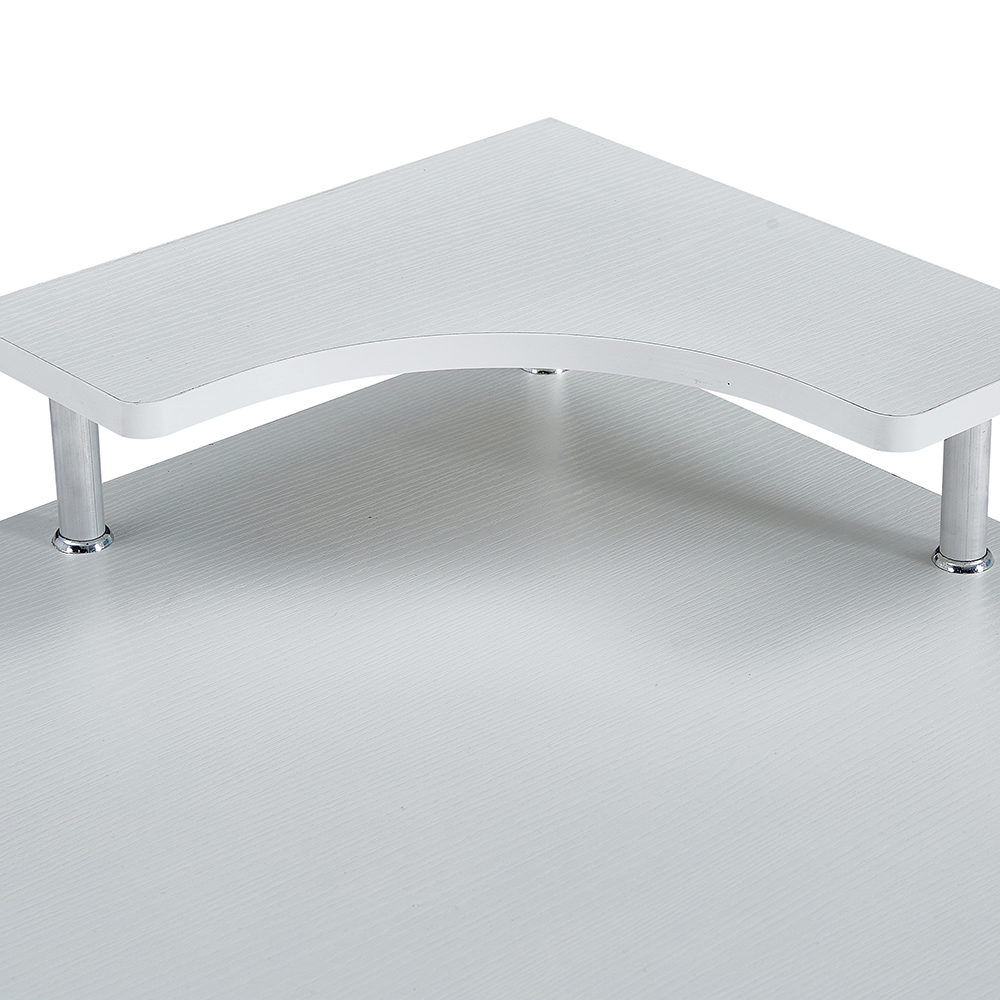 Home Office D&N Solid Wood Computer Desk with 2 Storage Drawers and CPU Tray - White