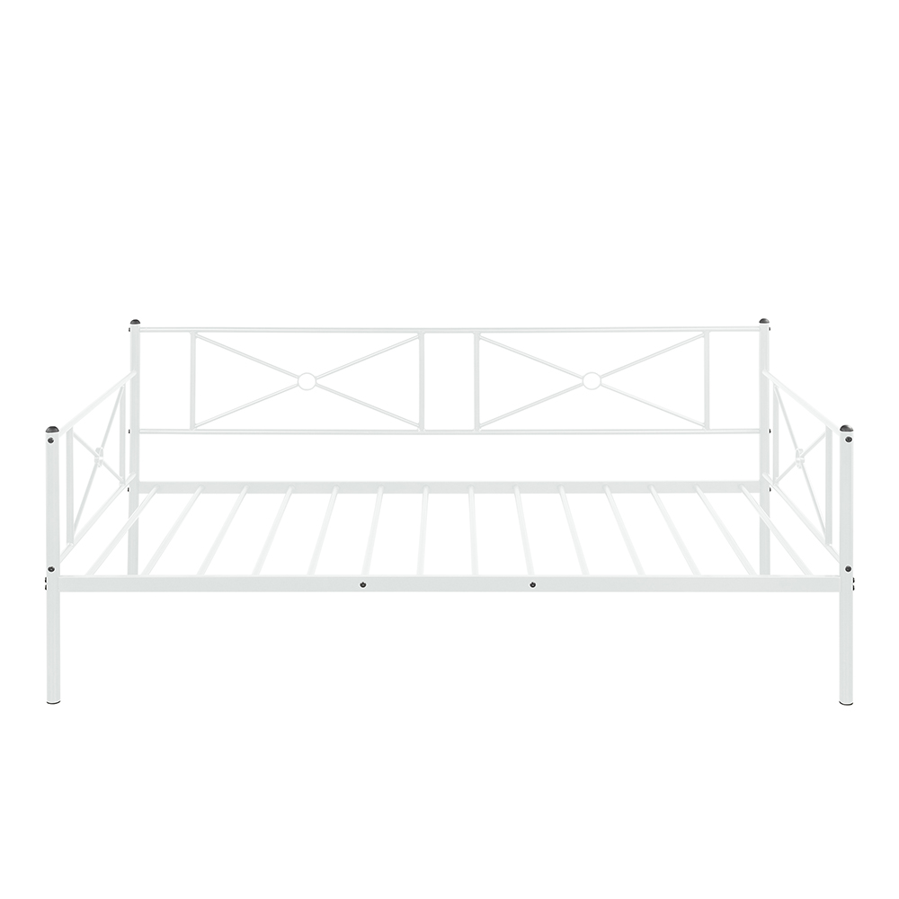 Twin Size Metal Sofa Bed Frame with Steel Slats for Living Room, Bedroom, Office, Apartment (Frame Only) - White