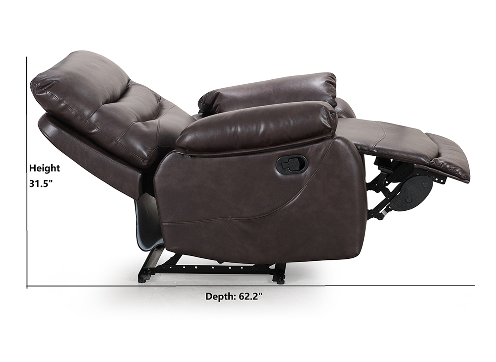 Faux Leather Vibration Massage Recliner with Heating Function and Remote Control for Home Theater, Office, Living Room - Brown