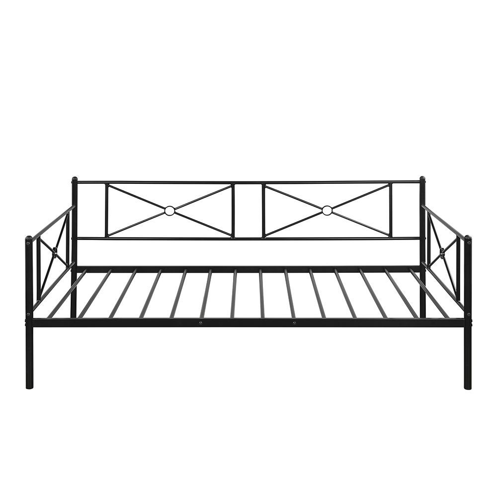 Twin Size Metal Sofa Bed Frame with Steel Slats for Living Room, Bedroom, Office, Apartment (Frame Only) - Black