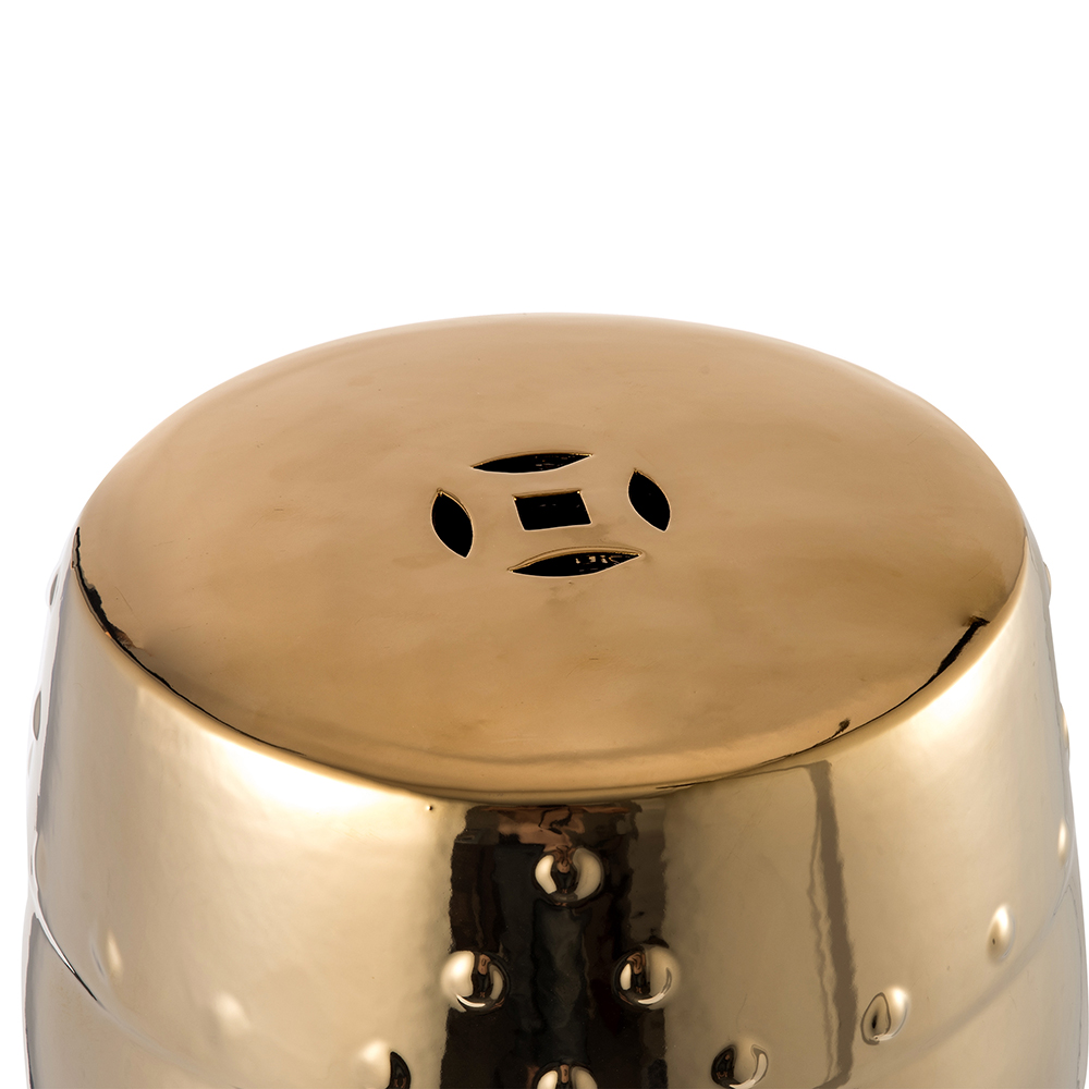 Outdoor Multifunctional Ceramic Stool for Garden, Terrace, Deck, Backyard - Gold