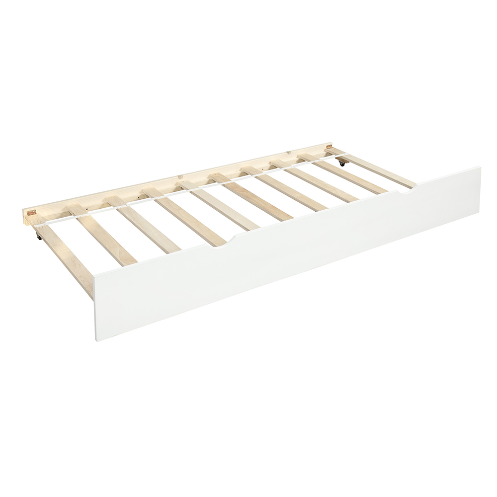 Twin Size Wooden Daybed With Trundle Bed And Wooden Slats Support, No Need For Spring Box, For Living Room, Bedroom, Office, Apartment - White 11 Twin Size Wooden Daybed with Trundle Bed and Wooden Slats Support, No Need for Spring Box, for Living Room, Bedroom, Office, Apartment - White