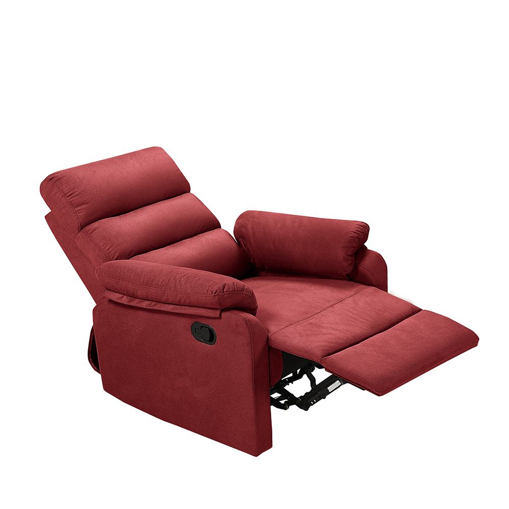 Polyester Fabric Recliner with Modern Padded Armrests and Backrest, for Living Room, Office, Apartment, Home Theatre - Red