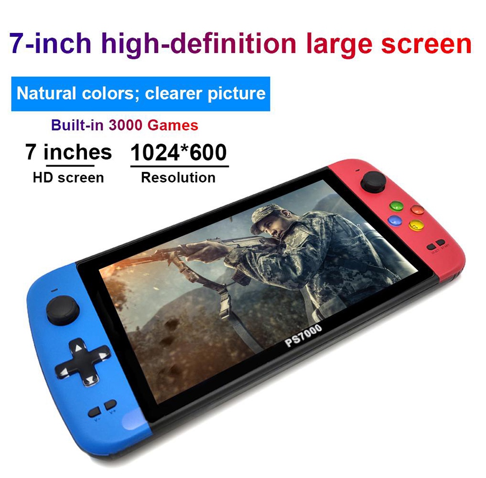 PS7000 7inch Handheld Game Console 16GB 3000+ Games  4000mAh HDMI Interface Supports GB GBA FC SFC