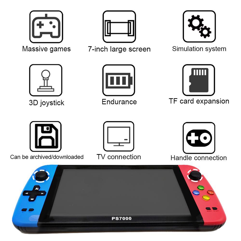 PS7000 7-inch handheld gameconsole 32 GB 5000+ games 4000 mAh HDMI-interface Ondersteunt GB GBA FC SFC