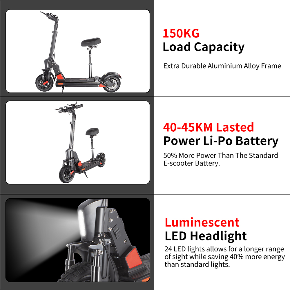 BOGIST C1 PRO Folding Electric Scooter 10" Tire 500W Motor 48V 13Ah Battery Smart BMS Disc Brake Max Speed 45KM/h LCD Display 40-45KM Long Range - Black