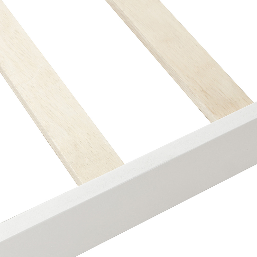 Twin-Size Wooden Platform Bed Frame with Headboard and Wooden Slats Support - White