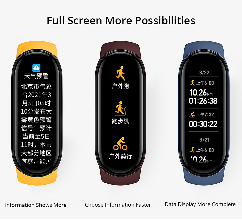 Xiaomi Mi Band 6 Smart Bracelet Heart Rate Oximetry Monitor 1.56 inch Screen Bluetooth 5.0 50 Meters Water Resistance 30 Sports Modes CN Version + Yellow Replacement Strap