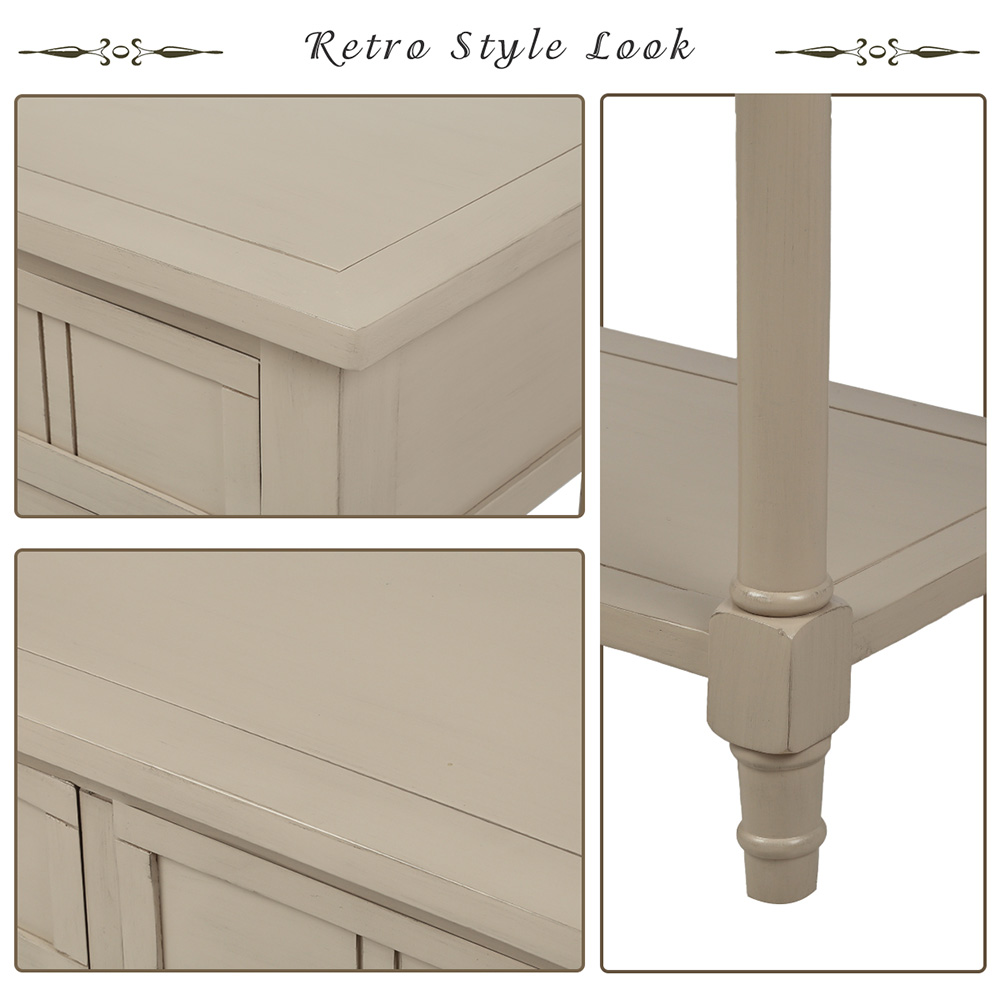 TREXM 35'' Console Table with 2 Storage Drawers, and Bottom Shelf, for Entrance, Hallway, Dining Room, Kitchen - Retro Grey