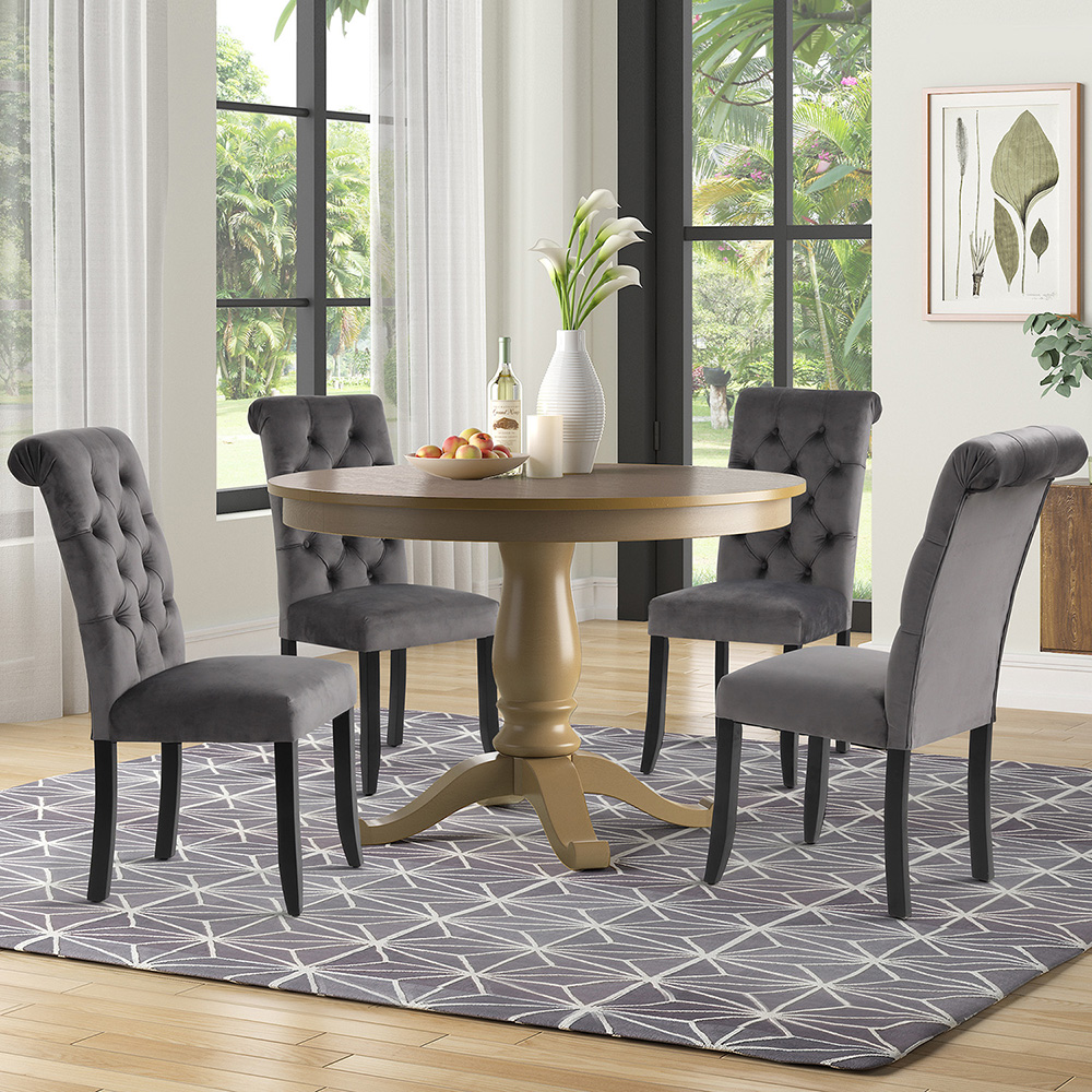 Linen Upholstered Dining Chair Set of 2 Gray