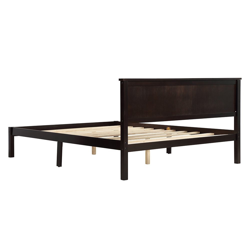 FullSize Wooden Platform Bed Frame with Headboard Espresso