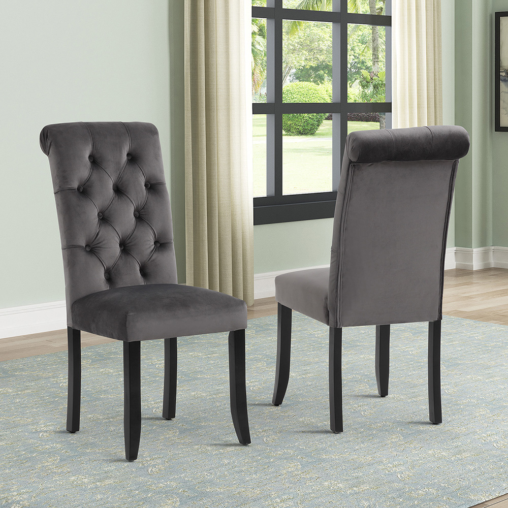 Linen Upholstered Dining Chair Set Of 2, With Backrest And Wood Feet, For Kitchen, Living Room, Bedroom, Office, Cafe - Gray 6 Linen Upholstered Dining Chair Set of 2, with Backrest and Wood Feet, for Kitchen, Living Room, Bedroom, Office, Cafe - Gray