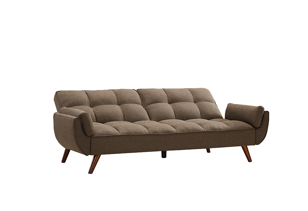 93" Linen Fabric Upholstered Sofa Bed with Armrests and Adjustable Backrest for Living Room, Bedroom, Office, Apartment - Brown