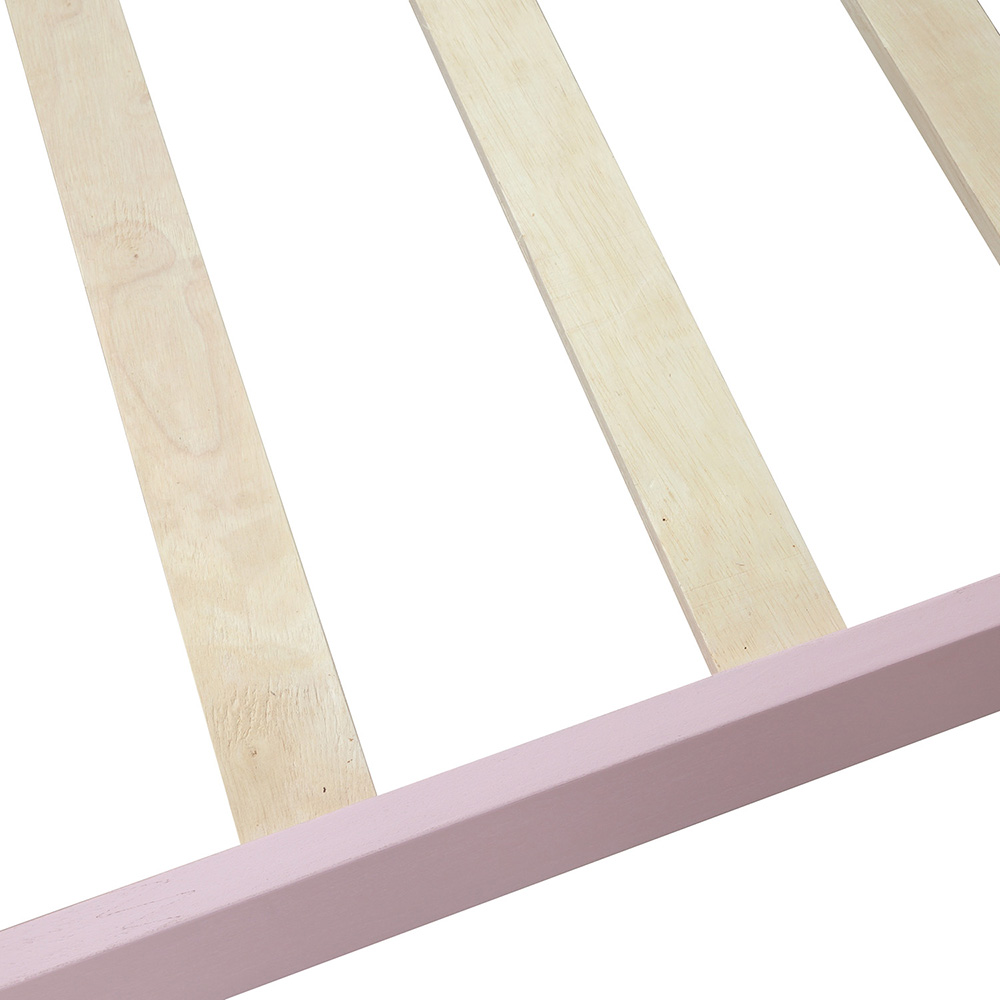 Twin-Size Wooden Platform Bed Frame with Headboard and Wooden Slats Support - Pink