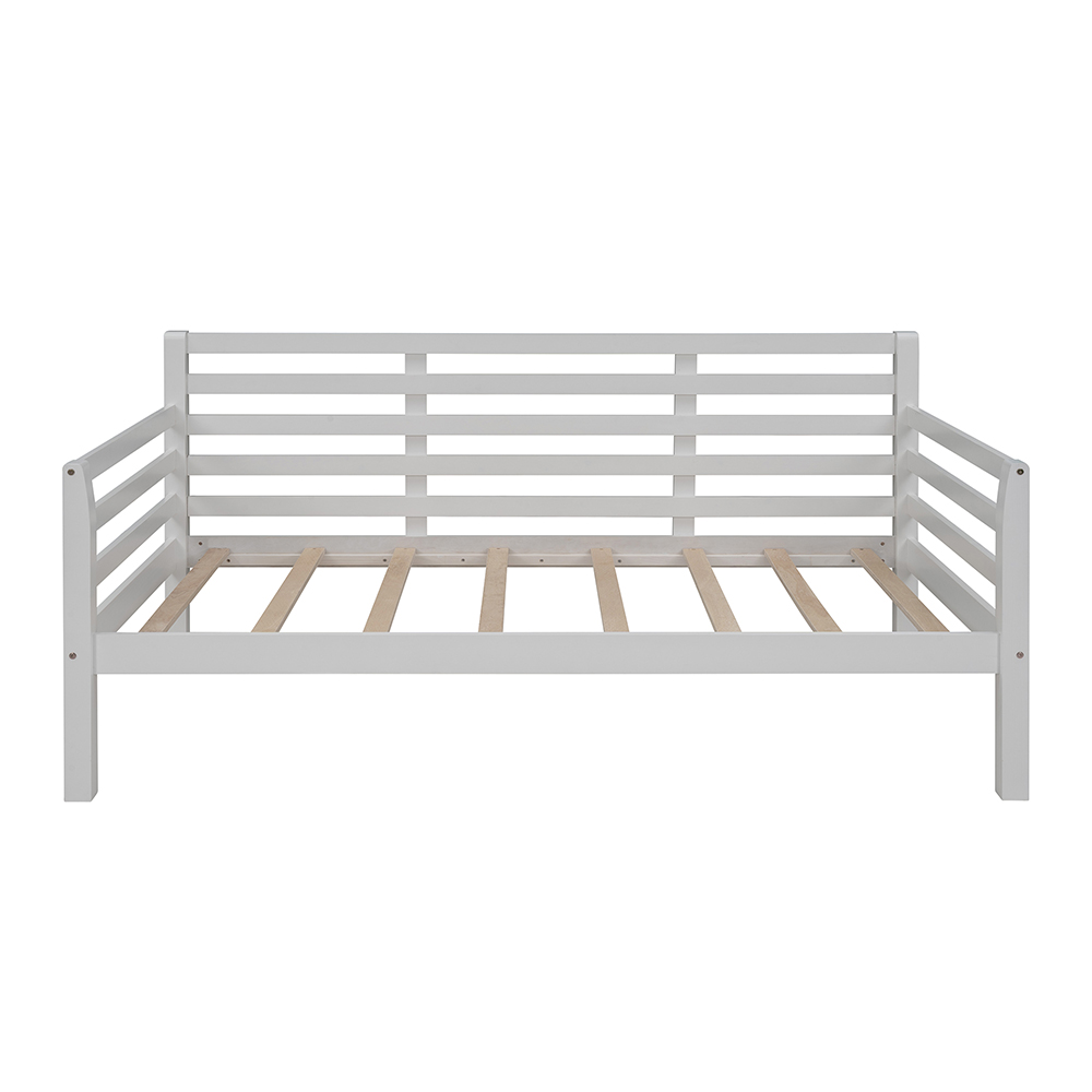 TwinSize Wooden Daybed Frame with Guardrail White