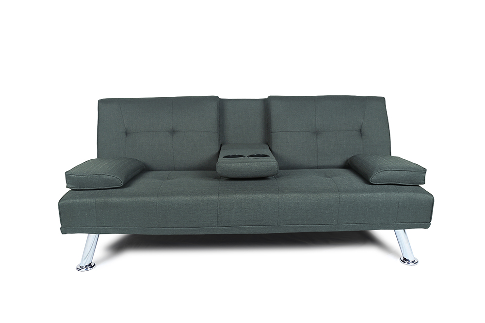 66 Twin Size Linen Fabric Sofa Bed With 2 Cup Holders Dark Grey 66 Twin Size Linen Fabric Sofa Bed, Sofa Bed Twin Size