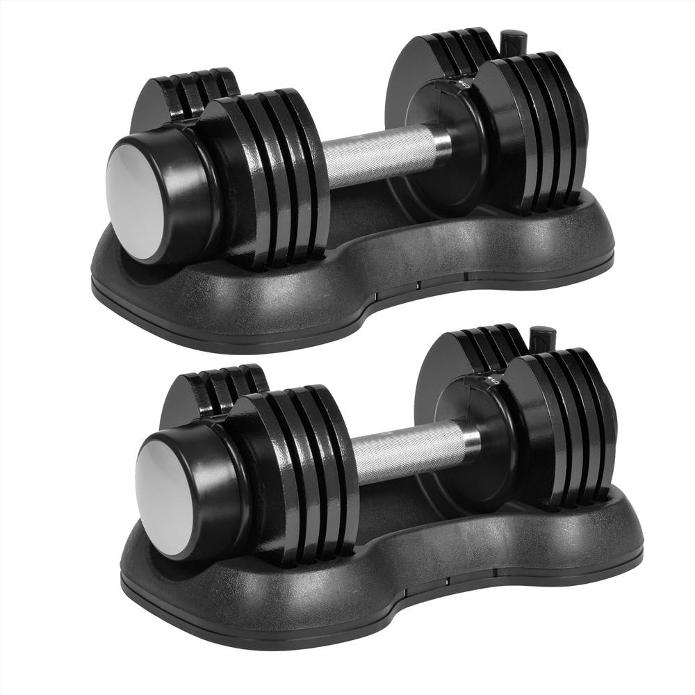 Fitness Dumbbell Sets Each With A 25-Pound Quick Adjustment And Weight Board Uses The Connecting Rod As A Barbell Exercise Two Note Black