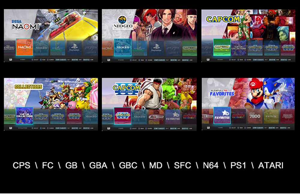 GAMEBOX G5 32 GB Videospielkonsole mit 2 Gamepads TV HDMI-AUSGANG PSP / CPS / FC / GB / MD / SFC / N64 / PS1 / ATARI