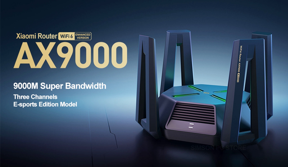XIAOMI AX9000 Router Tri-Channels WIFI6 Verbeterde versie Quad-Core CPU 1GB RAM 4K QAM 12 High-gain antennes Mesh