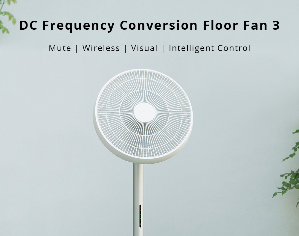 Xiaomi Smartmi Smart Floor Fan 3 DC Frequency Natural Wind Wireless Portable Rechargeable Standing Fan Air Circulation Fan 220V 2800mAh 7 Blades Low Noise LED Display with AI Voice/Bluetooth/APP Remote Control - White