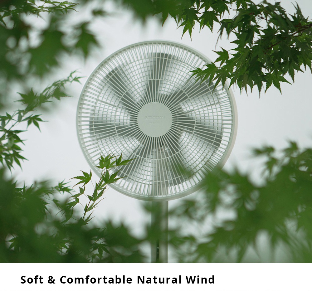 Xiaomi Smartmi Smart Floor Fan 3 DC Frequency Natural Wind Wireless Portable Rechargeable Standing Fan Air Circulation Fan 220V 2800mAh 7 Blades Low Noise LED Display with AI Voice/Bluetooth/APP Remote Control - White