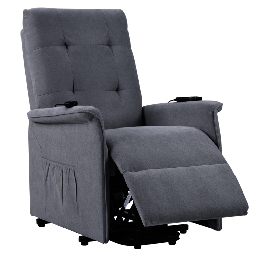 Orisfur Polyester Fabric Elderly Massage Lift Recliner with Remote Control for Office, Home Theater, Living Room - Dark Grey
