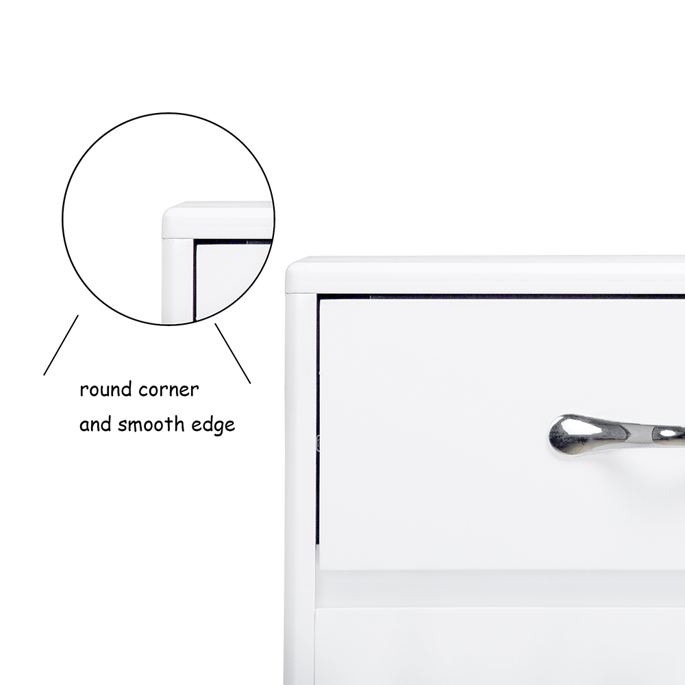 MDF Waterproof Storage Cabinet Height Adjustable with 1 Drawers and 3 Doors, for Home, Office, Dining Room, Bedroom - White