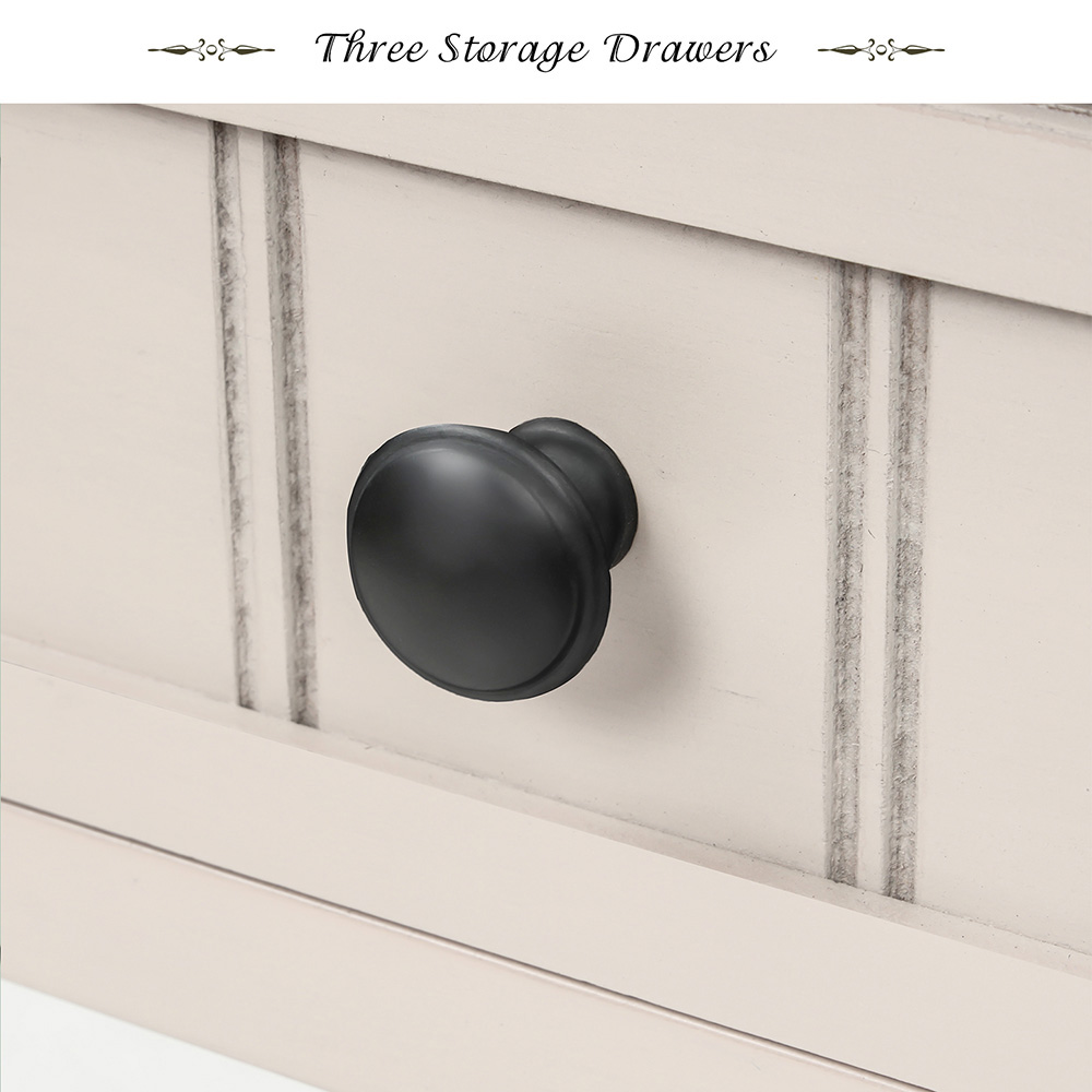 TREXM 23" Wooden Console Table with 3 Storage Drawers and Bottom Shelf, for Entrance, Hallway, Dining Room, Kitchen -  White