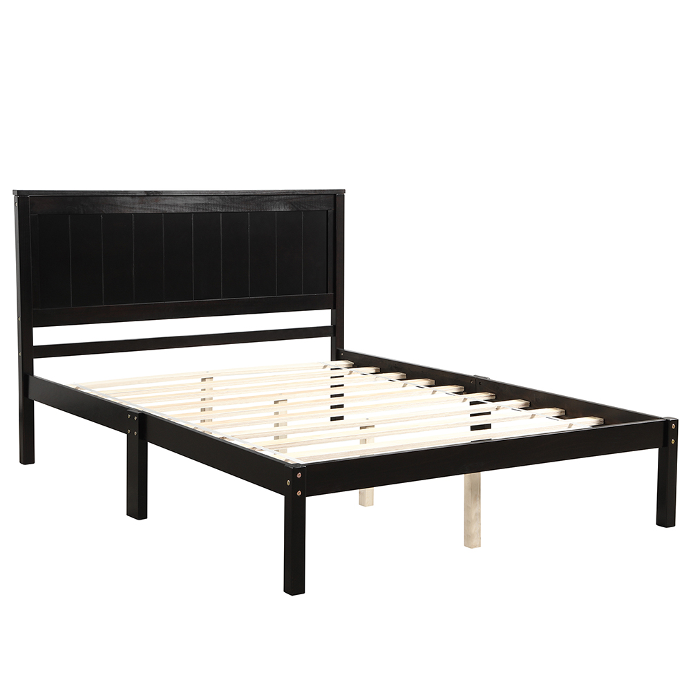 Full Size Wooden Platform Bed Frame with Headboard, and Wooden Slats Support, No Spring Box Required (Frame Only) - Espresso