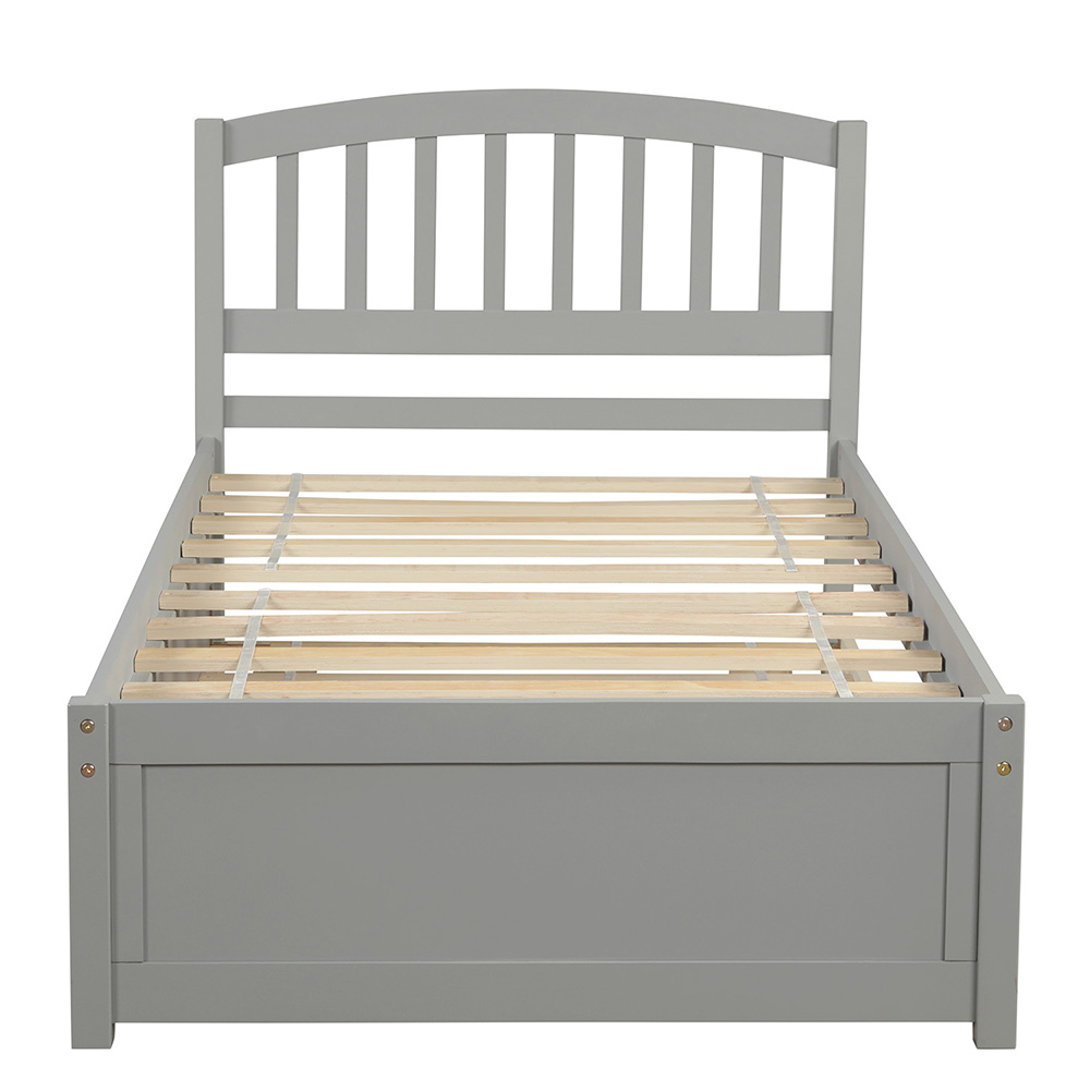 Twin Size Wooden Platform Bed Frame With Trundle Bed, And Wooden Slats Support, No Spring Box Required (Frame Only) - Gray 9 Twin Size Wooden Platform Bed Frame with Trundle Bed, and Wooden Slats Support, No Spring Box Required (Frame Only) - Gray