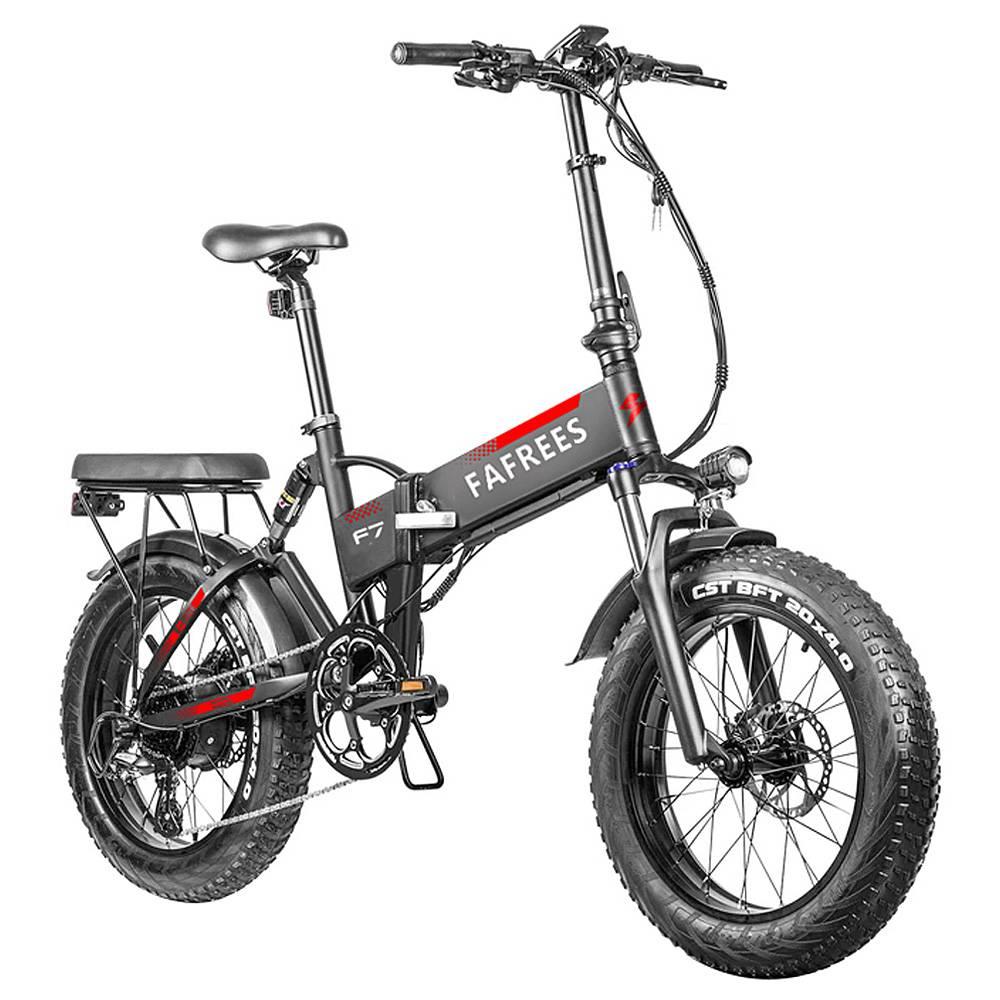 Fafrees F7 Plus 750W CST 20*4.0 Fat Tire Folding Electric Bicycle PANASONIC 48V 13.6Ah Removable Battery Snow Electric Bike for Adults Full Suspension Shimano 7 Speed Gears Max Speed 45km/h Aluminum Alloy Frame Black